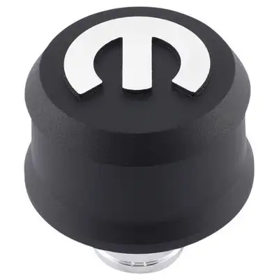 Proform Slant-Edge Aluminum Push-In Air Breather Cap Black Crinkle Finish Raised Machined Mopar Emblem Proform