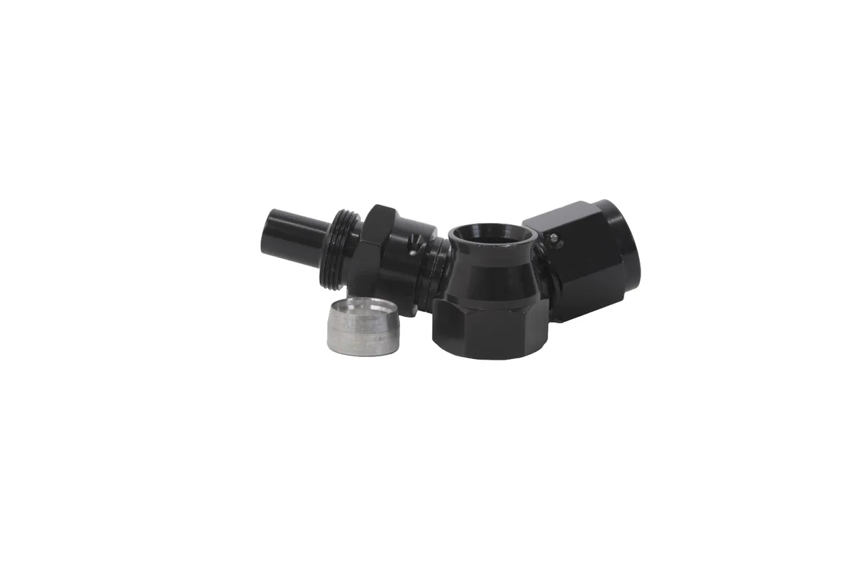 Aeromotive Fuel System Aeromotive Hose End, PTFE, Black Anodized, Straight, 45, 90, 180