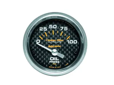AutoMeter Gauge, Oil Pressure, 2 1/16", 100psi, Electric, Carbon Fiber
