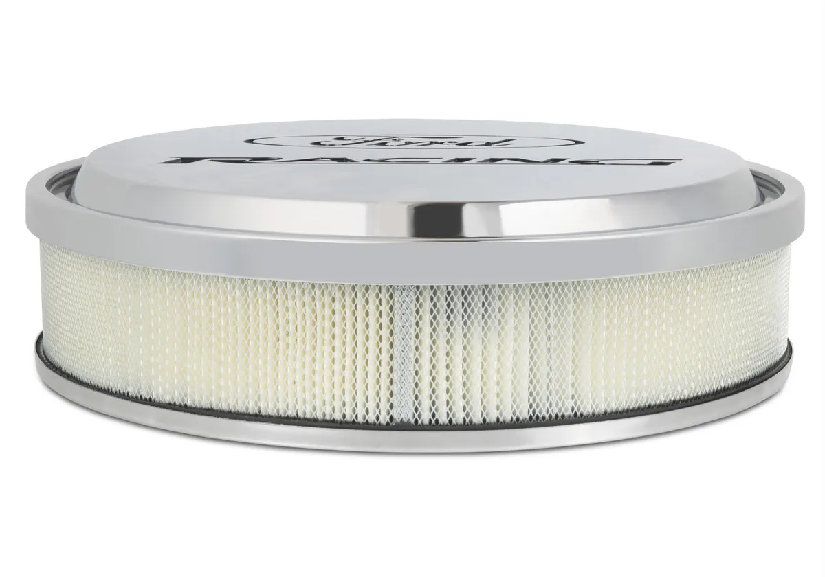 Slant-Edge Alunimum Air Cleaner Kit Chrome Recessed Painted Emblems 13 Inch Ford Racing product image