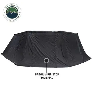 Overland Vehicle Systems XD Nomadic 270 - Awning Wall 1 W/Black Out, Passenger Side, Black Body, Black Trim W/Storage Bag Overland Vehicle Systems