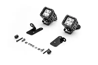 ZROADZ Off Road Products ZROADZ A Pillar Lower Light Bar Mount Kit w/ 2 - 3in Cube LED Lights - JT/JL