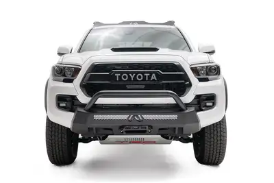 Fab Fours 16c Tacoma Winch Mount Low Prerunner Guard Matte Black(Sensors Must be Inside Grille Emblem)