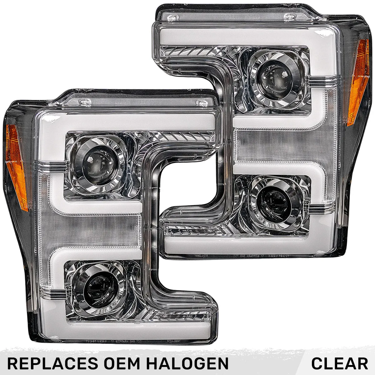 Ford Superduty 17-19 F250f350f450f550 Projector Headlights w Ultra High Power Smooth White Oled DRL And High Power a product image