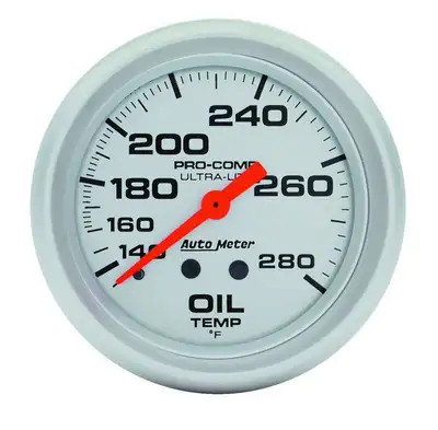 AutoMeter Gauge, Oil Temp, 2 5/8", 140-280?F, Mechanical, Ultra-Lite