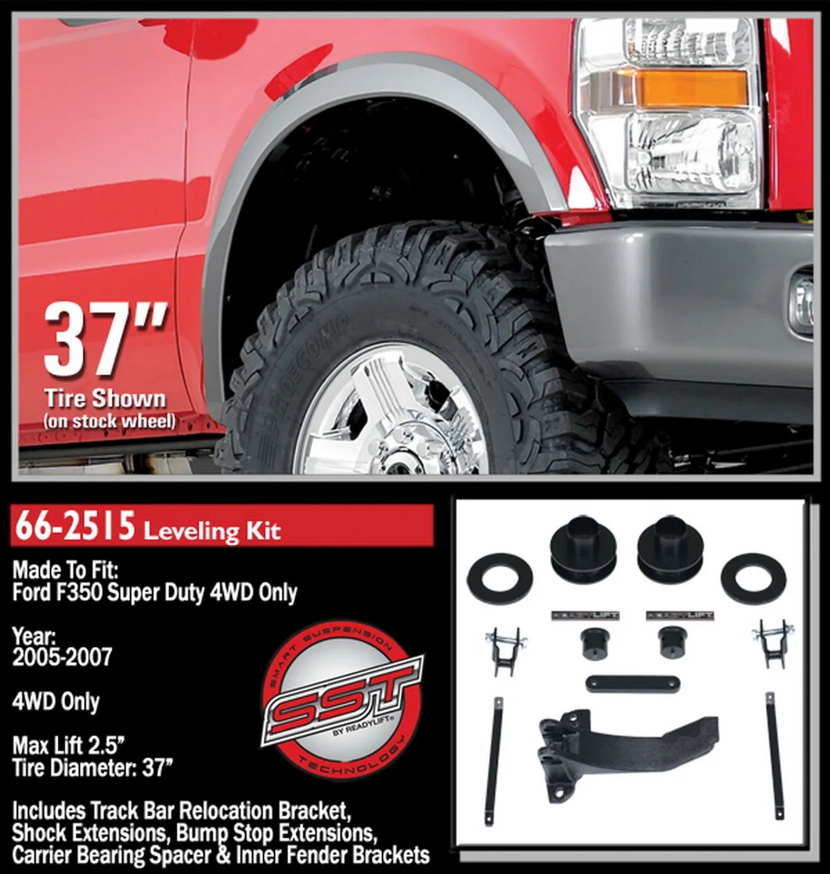 2.5" Front Leveling Kit W/ Track Bar Bracket - Ford Super Duty 4WD 2005-2007 product image