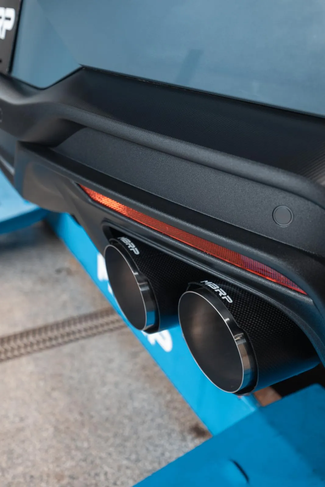 MBRP 2024-2025 Ford Mustang Dark Horse 5.0L T304 Stainless Steel 3 Cat-Back Quad Split Rear Exit with Carbon Fiber Tips Active S72843CF product image
