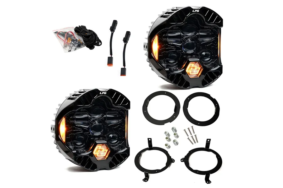 DOT LP6 LED Headlight Kit Jeep 2018-2025 Wrangler JL 2020-2025 Gladiator JT w/Halogen Headlights (Amber) Baja Designs product image