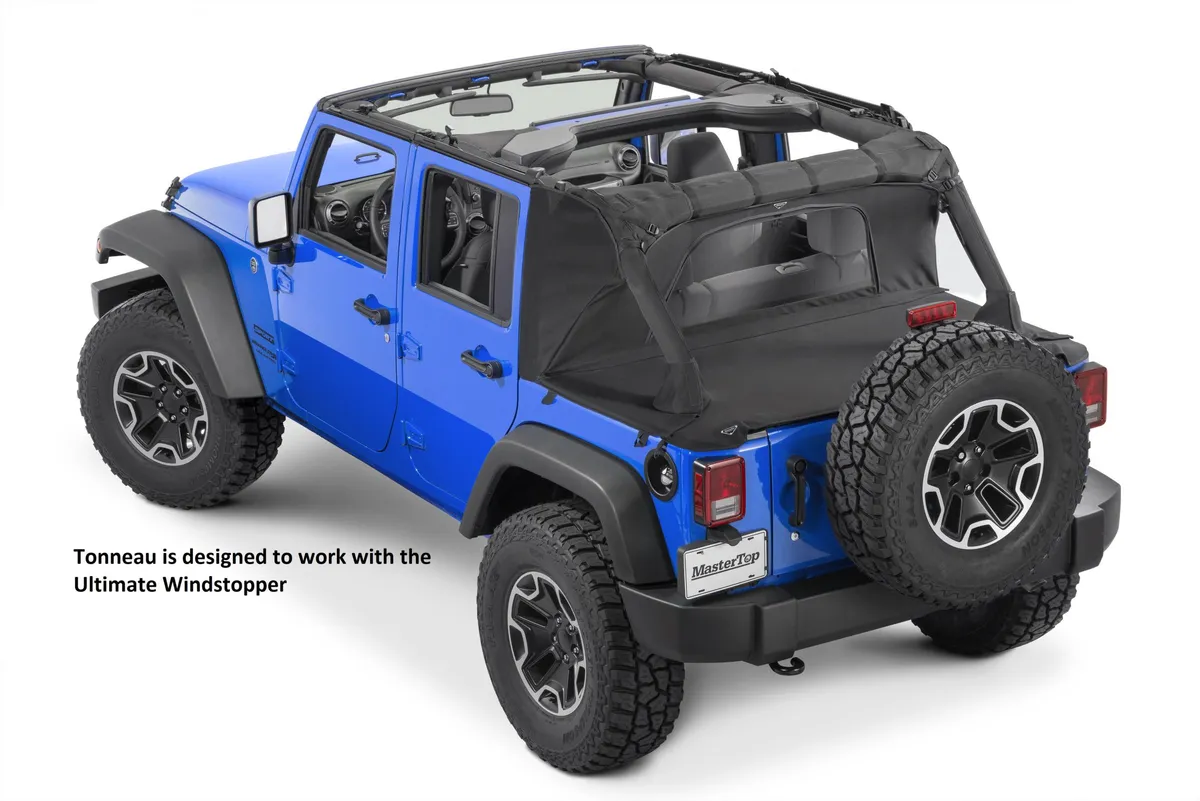 Jeep Tonneau Cover For 07-18 Jeep JK Wrangler 4 Door For Use With Windstopper Plus Mastertwill MasterTop product image