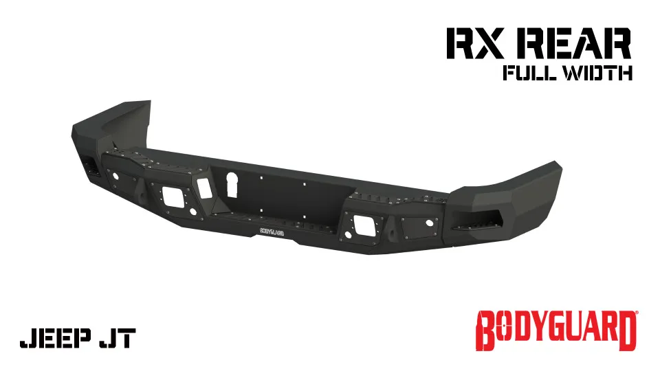 2020-2025 Jeep Gladiator Rear Bumper Full width Sensor Cutouts Reverse Light Cutouts Texture Black Powdercoat Bodyguard Bumpers product image