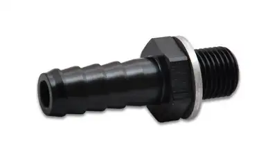 Vibrant Performance Metric to Barb Adapter Fitting; M10 x 1.0 Male Metric Size; 0.3125 in. Barb Size; 6061 Aluminum; Black Anodized;