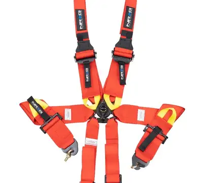 NRG Innovations Harness 6pt Camlock Red Hans FIA
