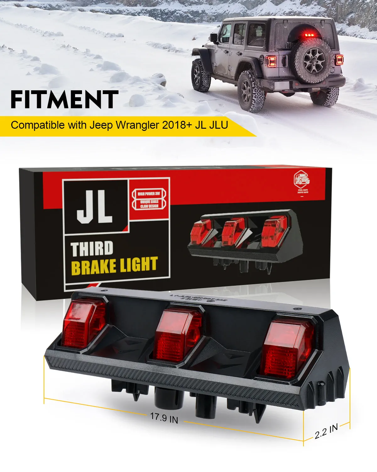 LED Third Brake Light for 2018+ Jeep Wrangler JL product image