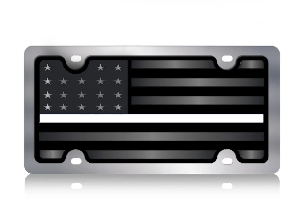 Blacked Out USA Flag w Dark Blue Opaque Stripe ss Plate product image