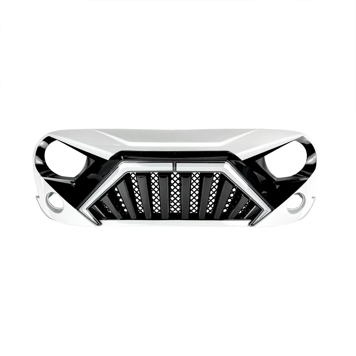 Goliath Grille W/ LED DRL and Turn Signals - White & Black For 07-18 Jeep Wrangler JK product image