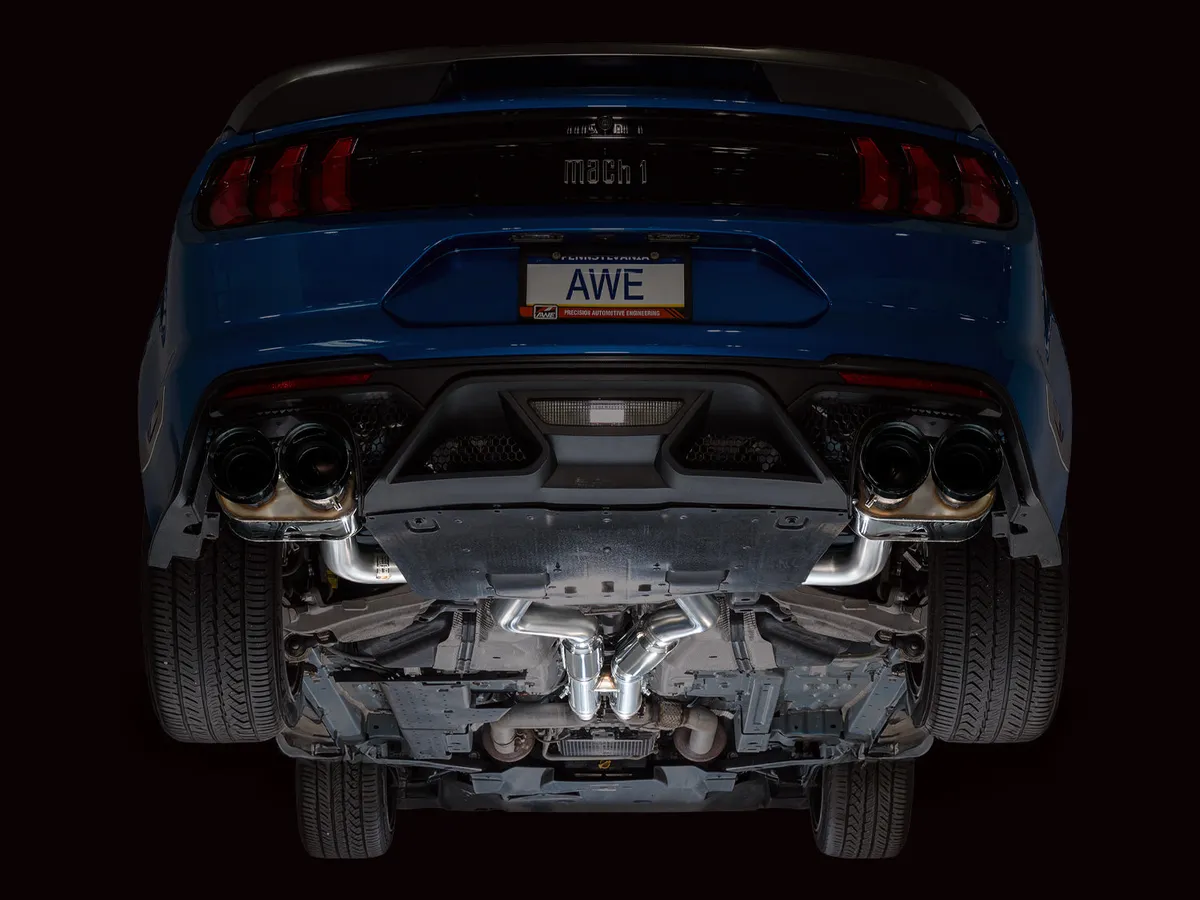 AWE SwitchPath Exhaust for Ford Mustang S550 Mach1 - Quad Diamond Black Tips 3025-43551 product image