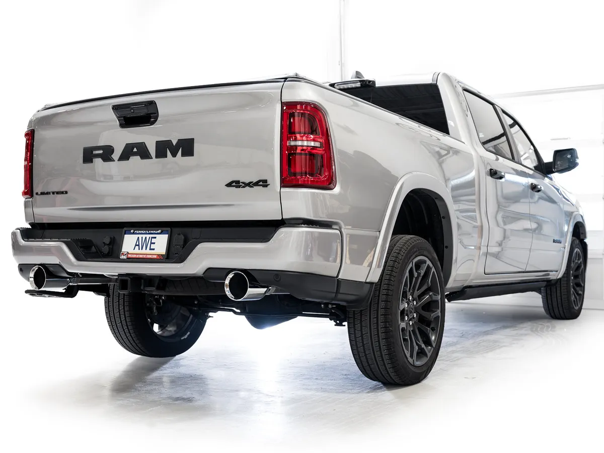AWE 0FG Catback Exhaust for 2025 RAM 1500 3.0TT Standard and High Output - Chrome Silver Tips - 3015-32530 product image