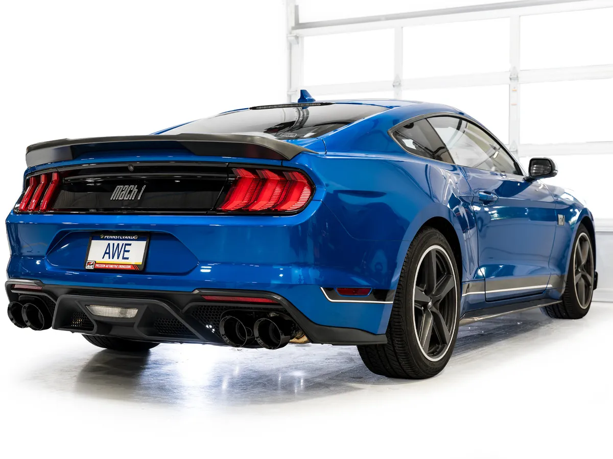 AWE SwitchPath Exhaust for Ford Mustang S550 Mach1 - Quad Diamond Black Tips 3025-43551 product image