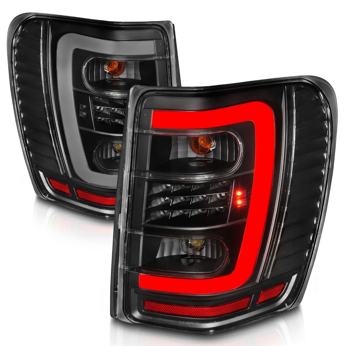 LED Tail Lights w Light Bar Black Housing Clear Lens Jeep Grand Cherokee 1999-2004 product image