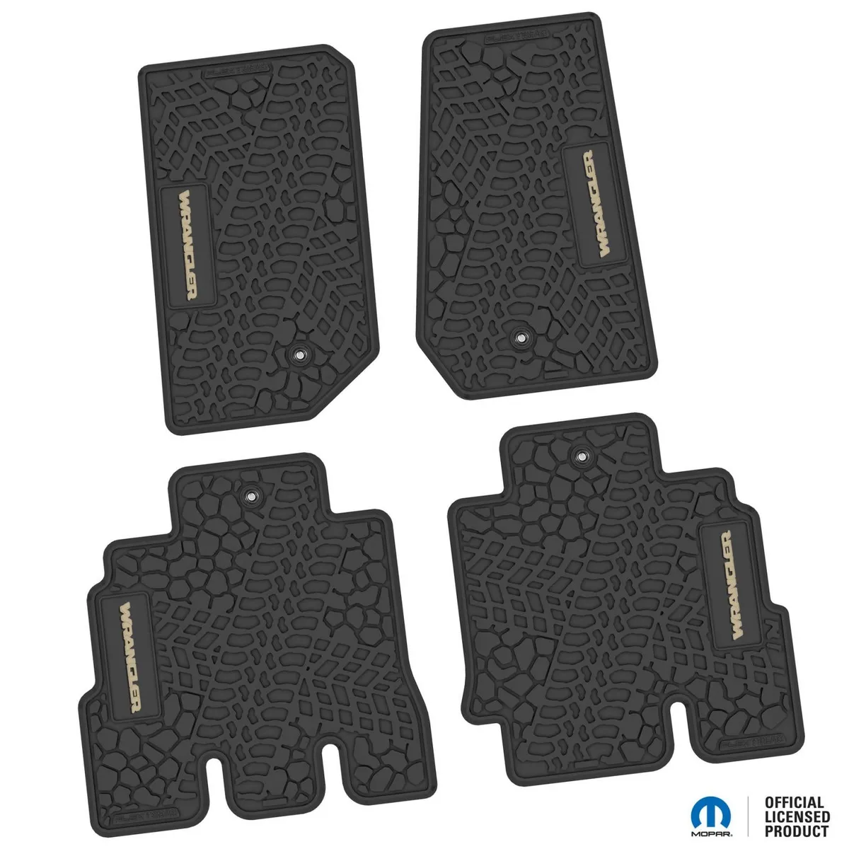 07-13 Jeep JKU 4 Dr Front and Rear -Tire Tread/Scorched Earth Scene w/ Wrangler Insert - Black w/ Red Insert product image