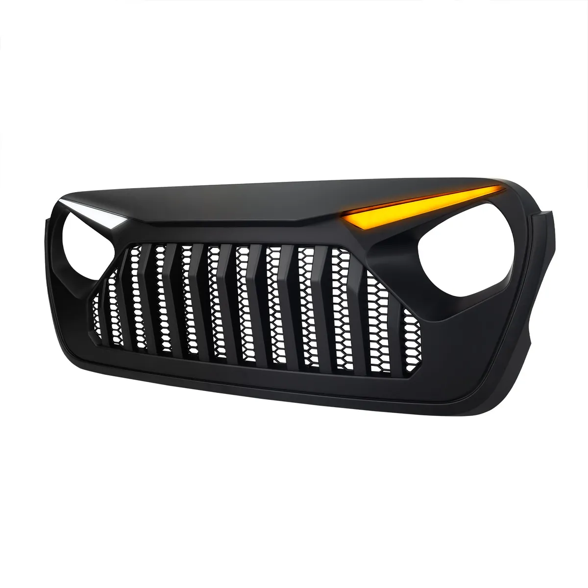Gladiator Vader Grille W/ LED Eyebrow DRL and Turn Signals - Matte Black For 18+ Jeep Wrangler JL & Gladiator JT W/O Trailcam product image