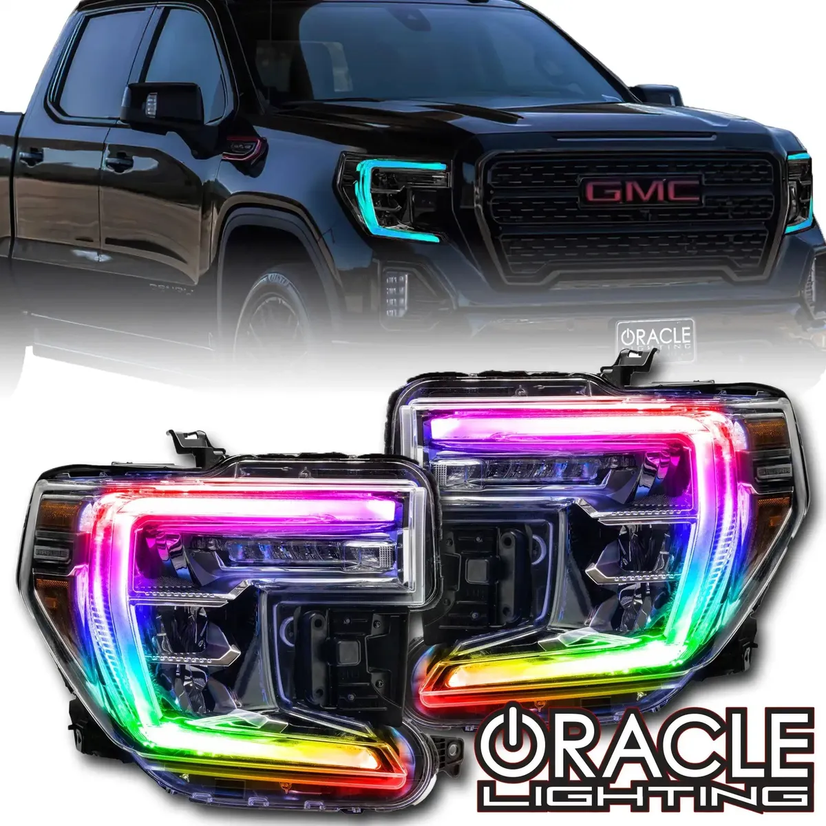 Oracle Lighting 2019-2022 Gmc Sierra 1500 Colorshift Rgb+w Headlight DRL Upgrade Kit product image