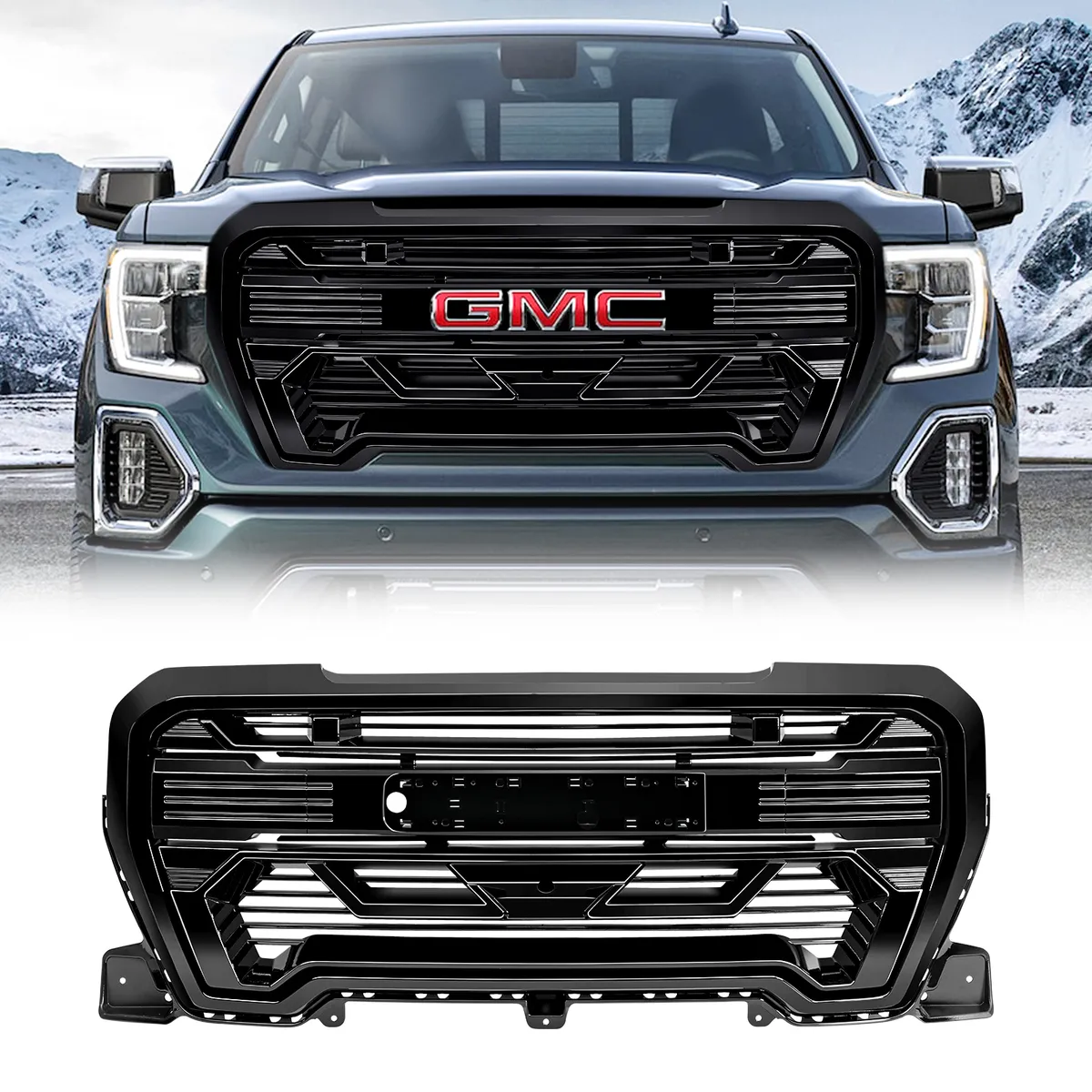 American Modified Amgmaa00111 Armor Grille Emblem Base Outside Surround And Front Camera Bracket Glossy Black product image