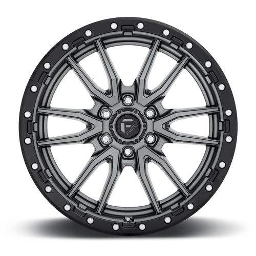Aluminum Wheels 17X9 Rebel D680 6 On 139.7 Matte Gunmetal Gray Black Bead Ring 106.1 Bore 1 Offset Fuel Off Road Wheels product image