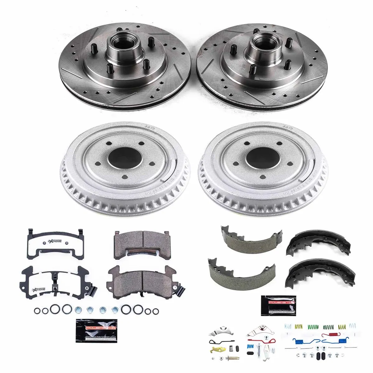 Z26 Street Warrior Upgrade Kit: Drilled/Slotted Rotors; Carbon-Fiber Ceramic Pads W/Hardware; Coated Drums; Shoes W/Hold Down And Adjuster Kit product image