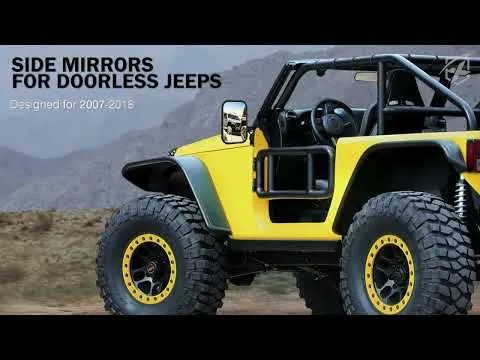 Xprite Black Aluminum Side Mirrors for Doorless 2007-2018 Jeep Wrangler JK JKU product image