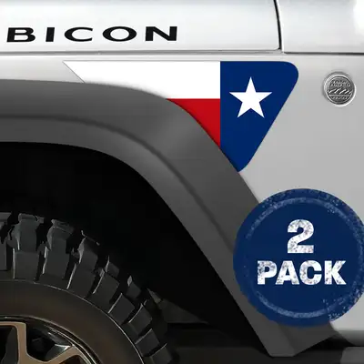 Under The Sun Inserts Texas State Flag 2pc Vinyl Fender Decal