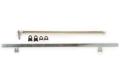 Racequip Window Net Mount Kit 19.5in Round Spring Loaded Pin Top Bar 35in Flat Bottom Bar Zinc Plated Steel
