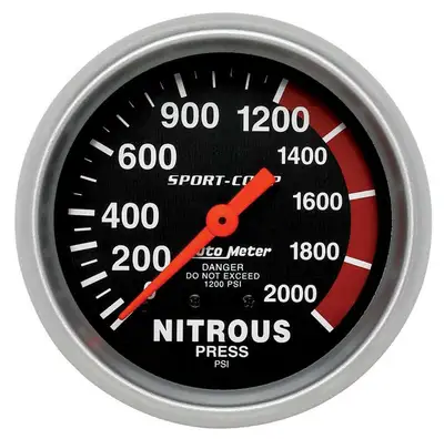 AutoMeter Gauge, Nitrous Pressure, 2 5/8", 2000psi, Mechanical, Sport-Comp