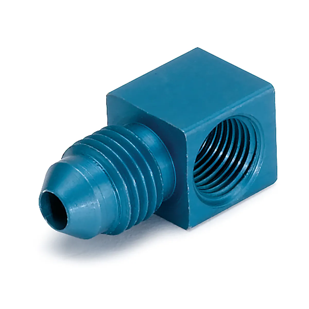 Autometer 3278 Fitting, Adapter, 90?, 1/8 Nptf Female to -4an Male, Aluminum, Blue Anodized product image