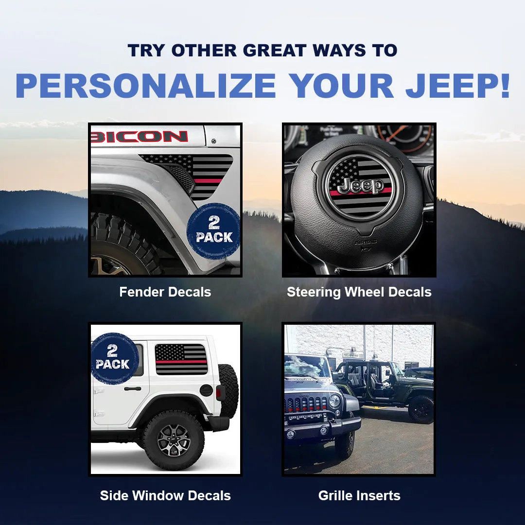 Thin Red Line Jeep Fender Emblem Overlay Vinyl Decals 2pk product image