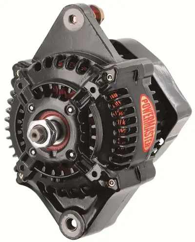 Power Master Racing Alternator; 110mm; Denso Style; 100 Amp; 40 Idle; 12 Volt; w/o Pulley; Black;