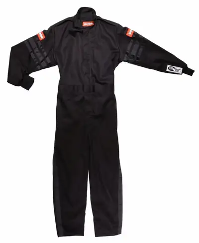 Racequip One Piece Single Layer Racing Driver Fire Suit Sfi 3.2a 1 Blk Trim Youth Xlarge