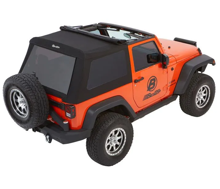 Jeep Wrangler Trektop Glide Slantback Soft Tops For Jeep 2007-2018 Wrangler JK 2 Door Black Diamond Bestop product image