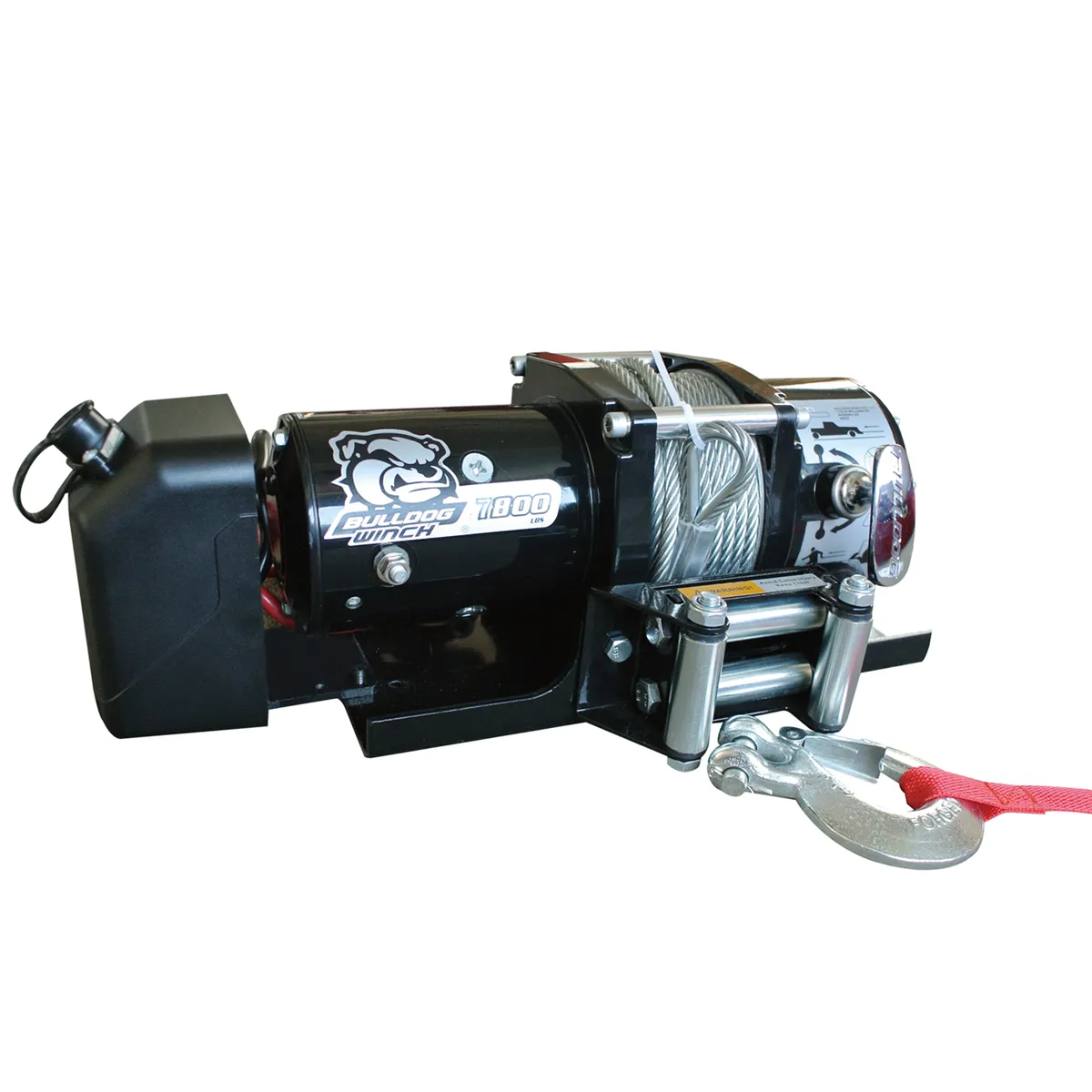 7,800 LB Trailer Winch 47.5 Foot Wire Rope Roller Fairlead Mount Plate Low Profile Bulldog Winch product image