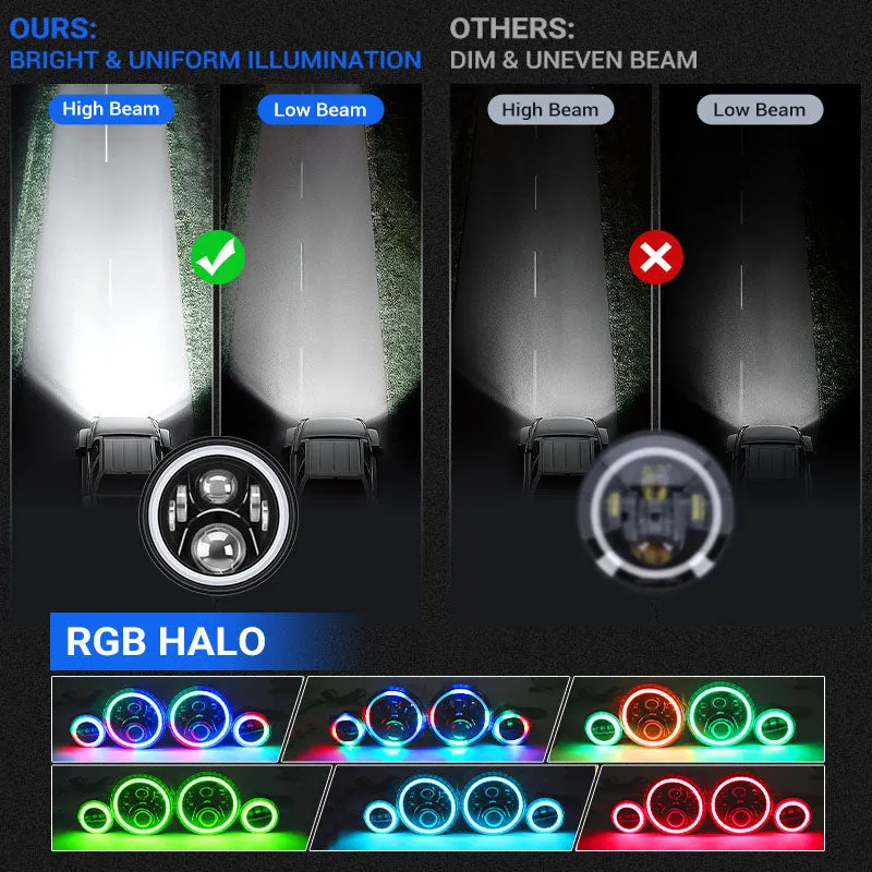 ã€Magic RGB Haloã€‘Jeep Wrangler JK LED Headlights & Fog Lights Kit w/ Amber Turn Signal (2007-2018) product image