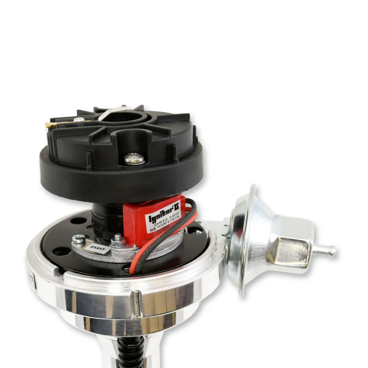 PerTronix Billet Distributor for Ford 351W Engines (Ignitor II) with Vacuum / Mechanical Advance - Black / Female - D131700 product image