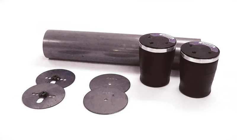 Coolride Air Spring And Bracket Kit Universal Fitment 3000 Lb 5 Inch Diameter Tapered Sleeve Air Springs 4.5 Inch Diameter Tubing And Plates Ridetech product image