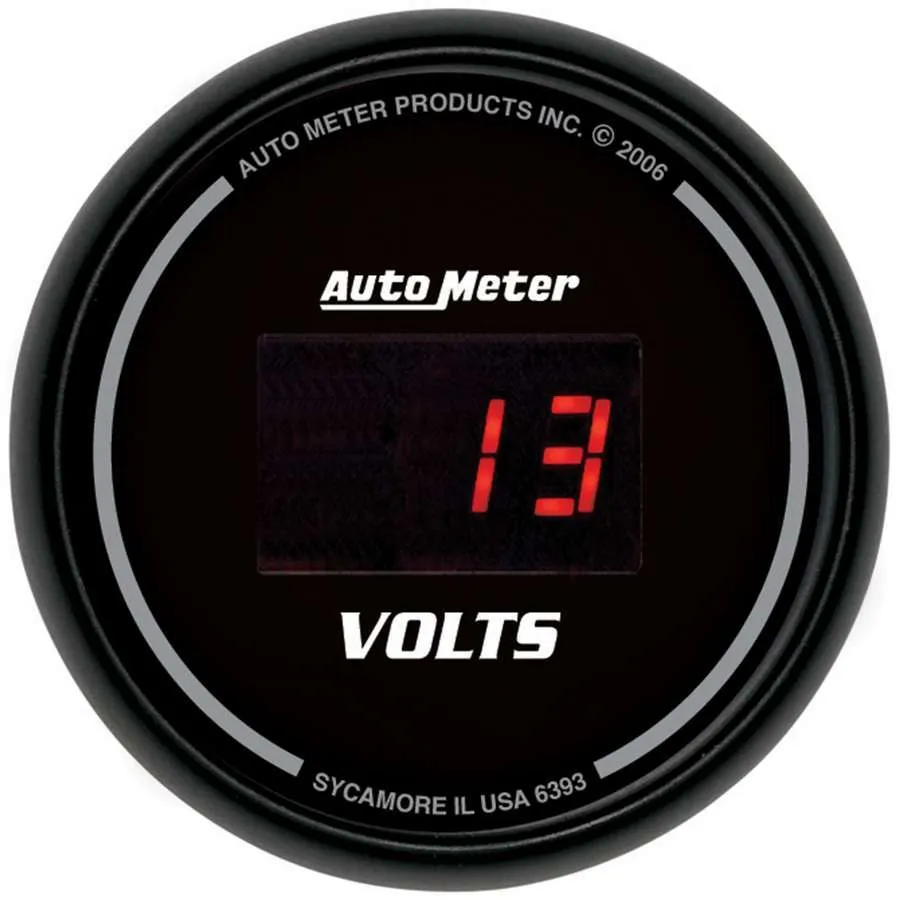 AutoMeter Gauge, Voltmeter, 2 1/16", 18V, Digital, Black Dial w/ Red LED