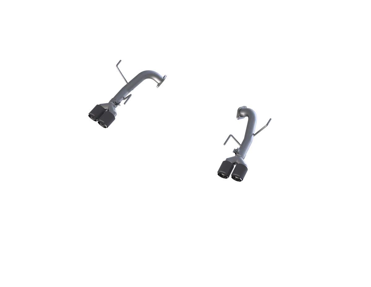 Armor Pro Axle Back Exhaust System; 2.5 in.; Dual Split Rear Exit; T304 Stainless Steel; Incl. 3.5 in. OD Dual Out Carbon Fiber Tips; product image