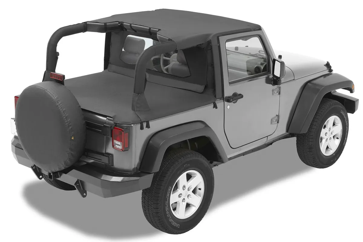 Jeep Bikini Top Header Targa Bikini Tops For Jeep 2007-2009 Wrangler JK 2 Door Black Diamond Fabric Bestop product image