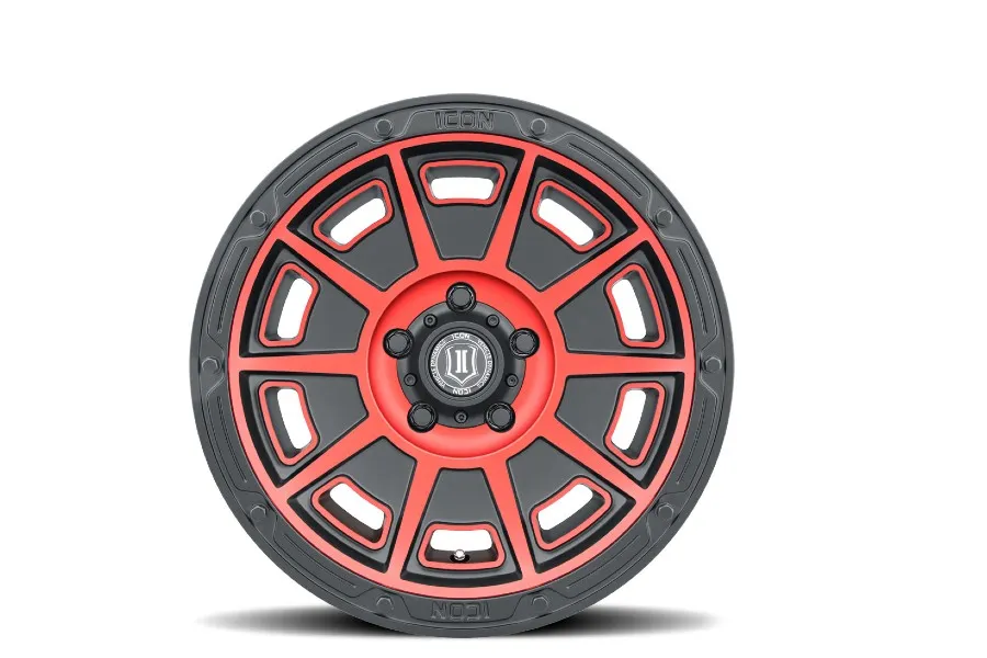 ICON Alloys Victory, Satin Black w/Red, 17 x 8.5 / 6 x 5.5, 0mm Offset, 4.75" BS product image