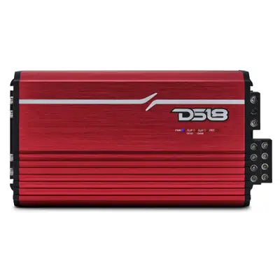 DS18 4-Channel | Stereo Full-Range | 4 x 250 Watts Rms @ 4ω | 4 x 400 Watts Rms @ 2ω | 4 x 600 Watts Rms @ 1ω | 2 x 750 Watts Rms @ 2ω | 2 x 1000 Watts Rms @ 1ω | Red