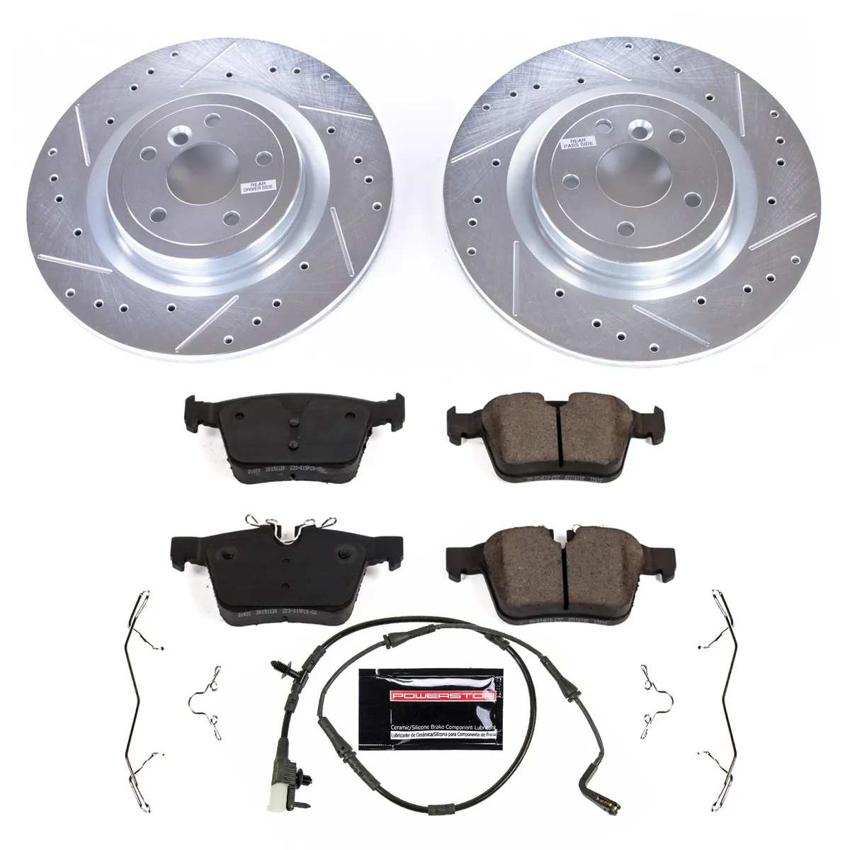 Z23 Evolution Sport Upgrade Kit: Drilled/Slotted Rotors; Carbon-Fiber Ceramic Pads W/Hardware; Pad Sensors product image