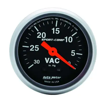 AutoMeter Gauge, Vacuum, 2 1/16", 30inHg, Mechanical, Sport-Comp