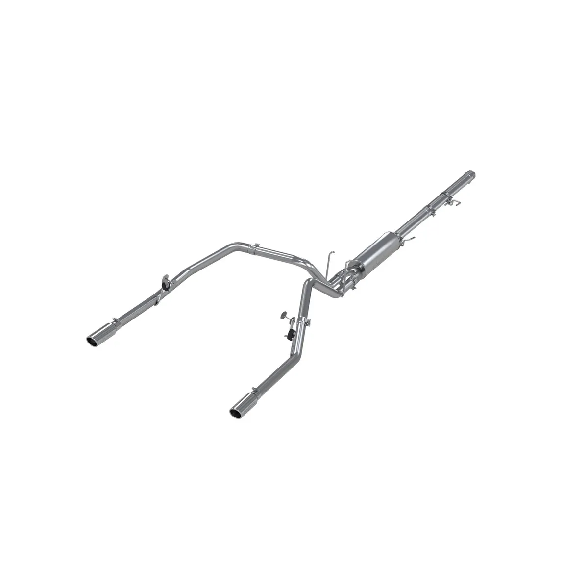 Armor Lite Cat Back Exhaust System; 2.5 in.; Incl. Ext. Pipe/Muffler/Over Axle Pipes/Tailpipes/ Hardware/3.5 in. OD Tips; Dual Split Rear Exit; Aluminized; product image